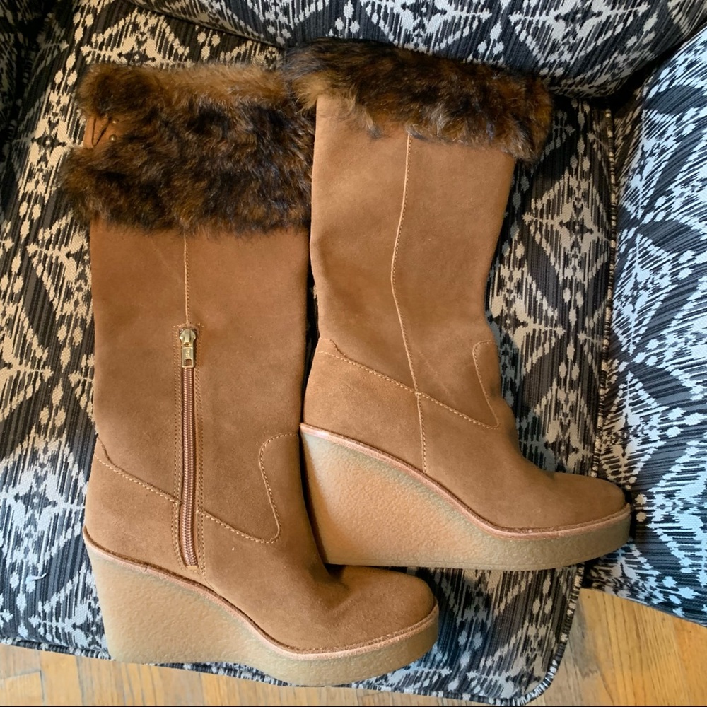 Ugg Australian suede fur trim wedge boots